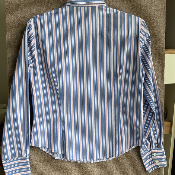 Ladies blue pink white 100% cotton striped dress shirt size 38 european - Picture 5 of 7